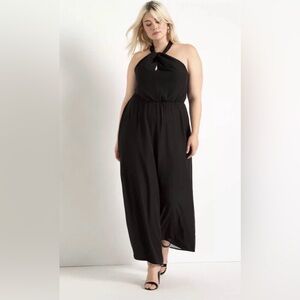 Eloquii Plus Size Halter Jumpsuit With Keyhole Neckline | Black | Never Worn